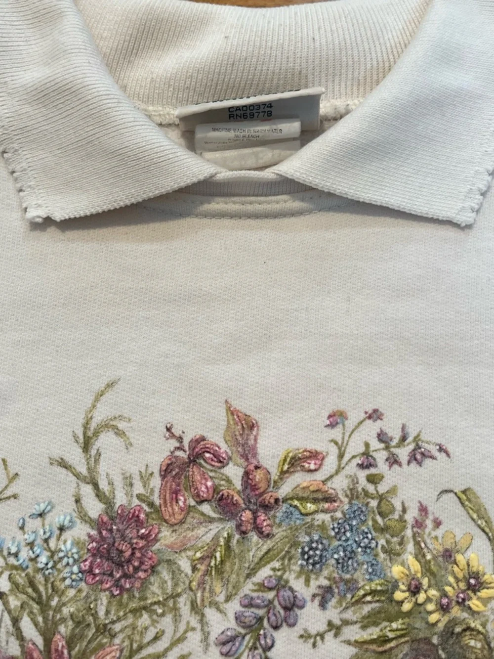 Vintage Northern Reflections Peter Pan Collar Wreath Graphic Boxy Oversized Top - Picture 5 of 10